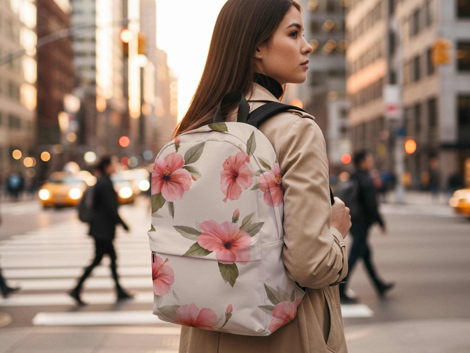 Personalized Tropical Floral Daypack with Custom Name