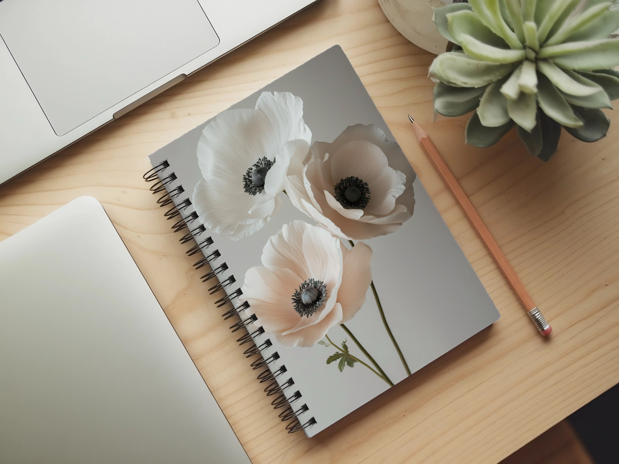 Anemones Spiral Notebook Personalized for Woodland Petal Collections