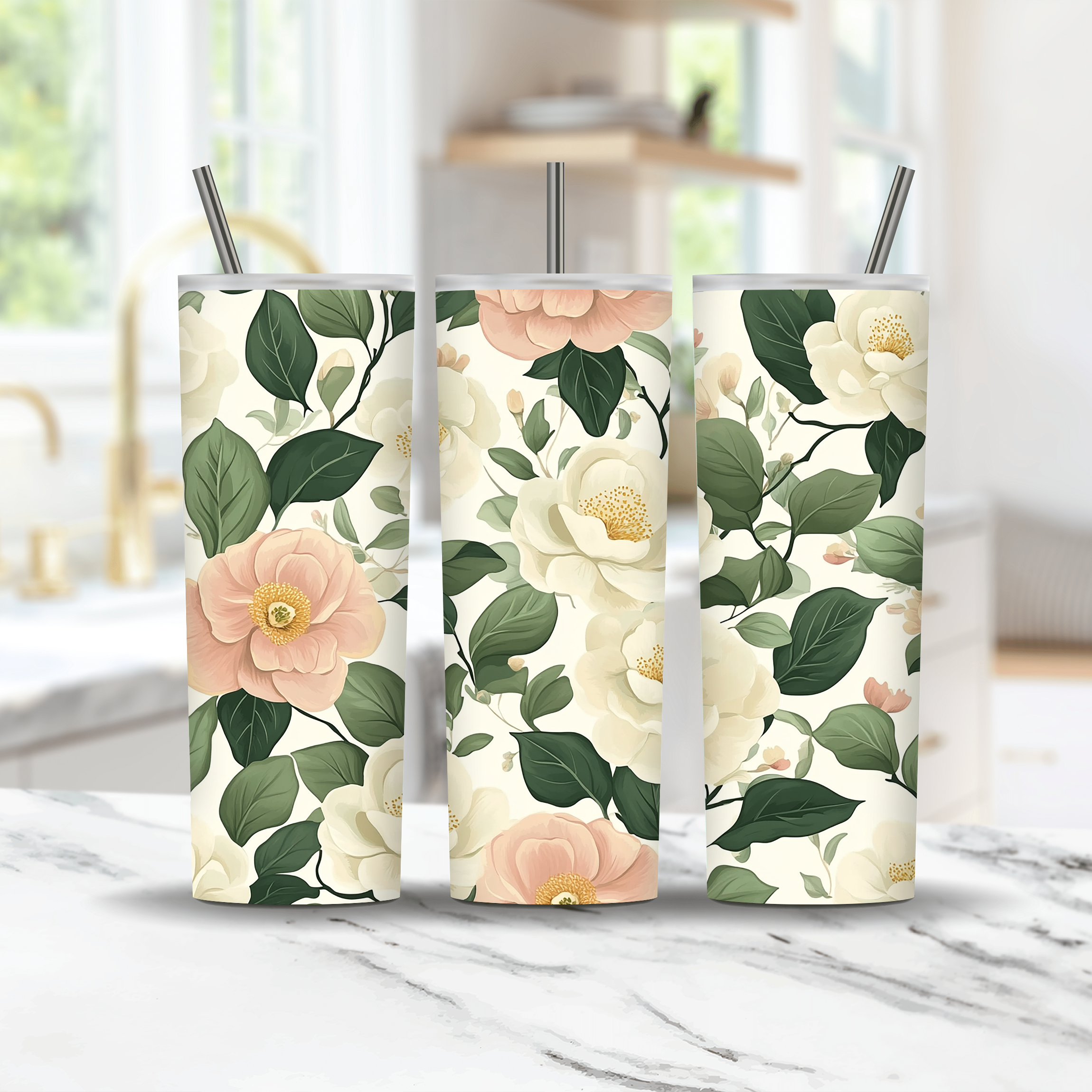Personalized Garden Bloom Stainless Steel Tumbler with Custom Name