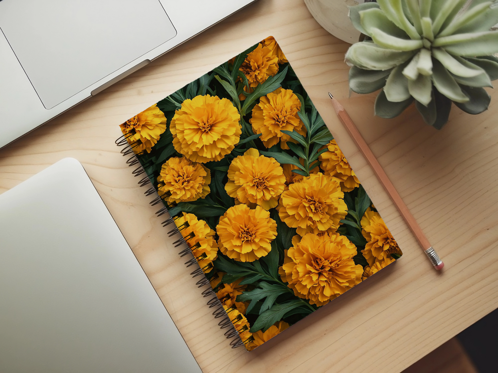 Marigold Floral Spiral Notebook for Botanical Inspiration Collections