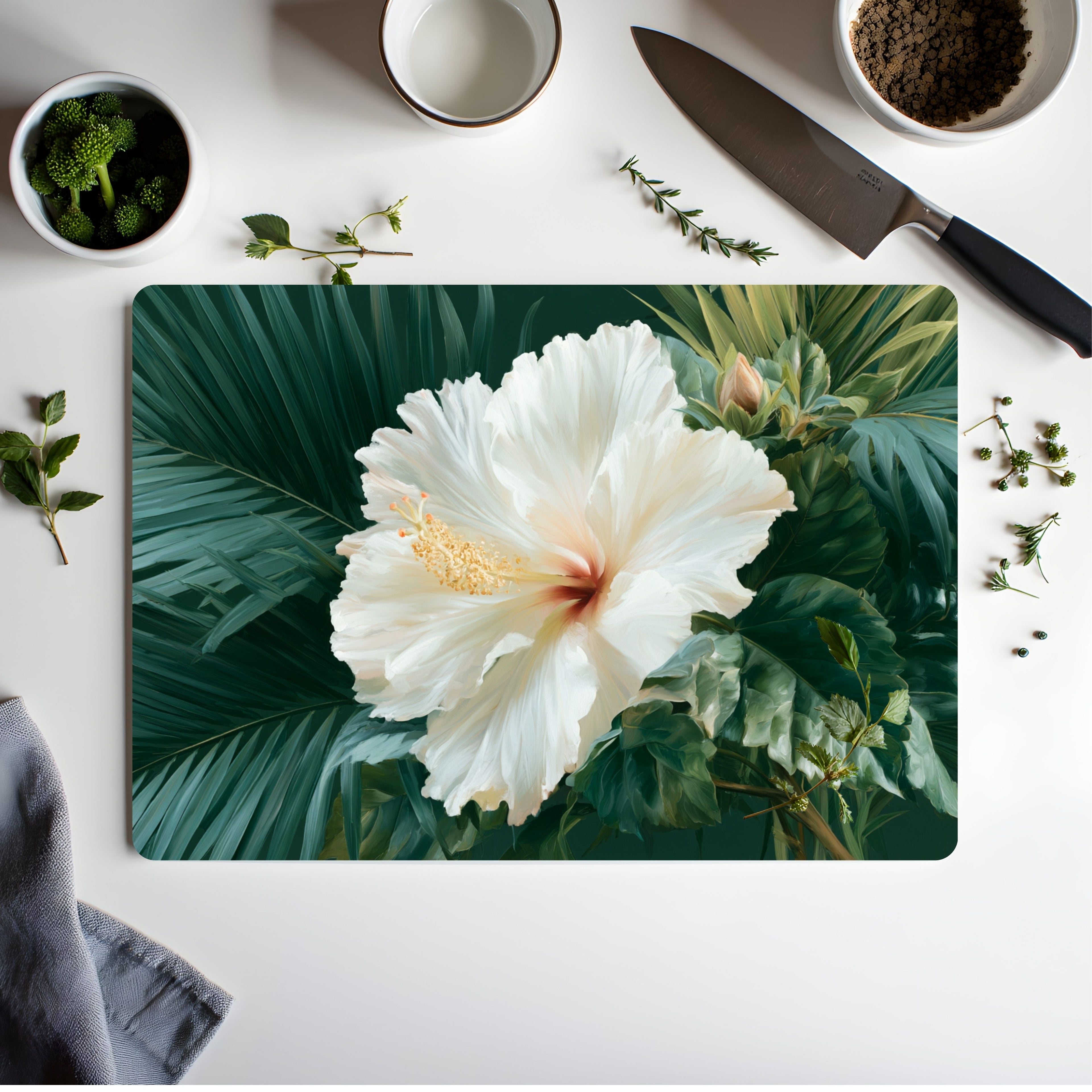 Hibiscus Paradise Serving Board Personalized for Coastal Inspired Entertaining