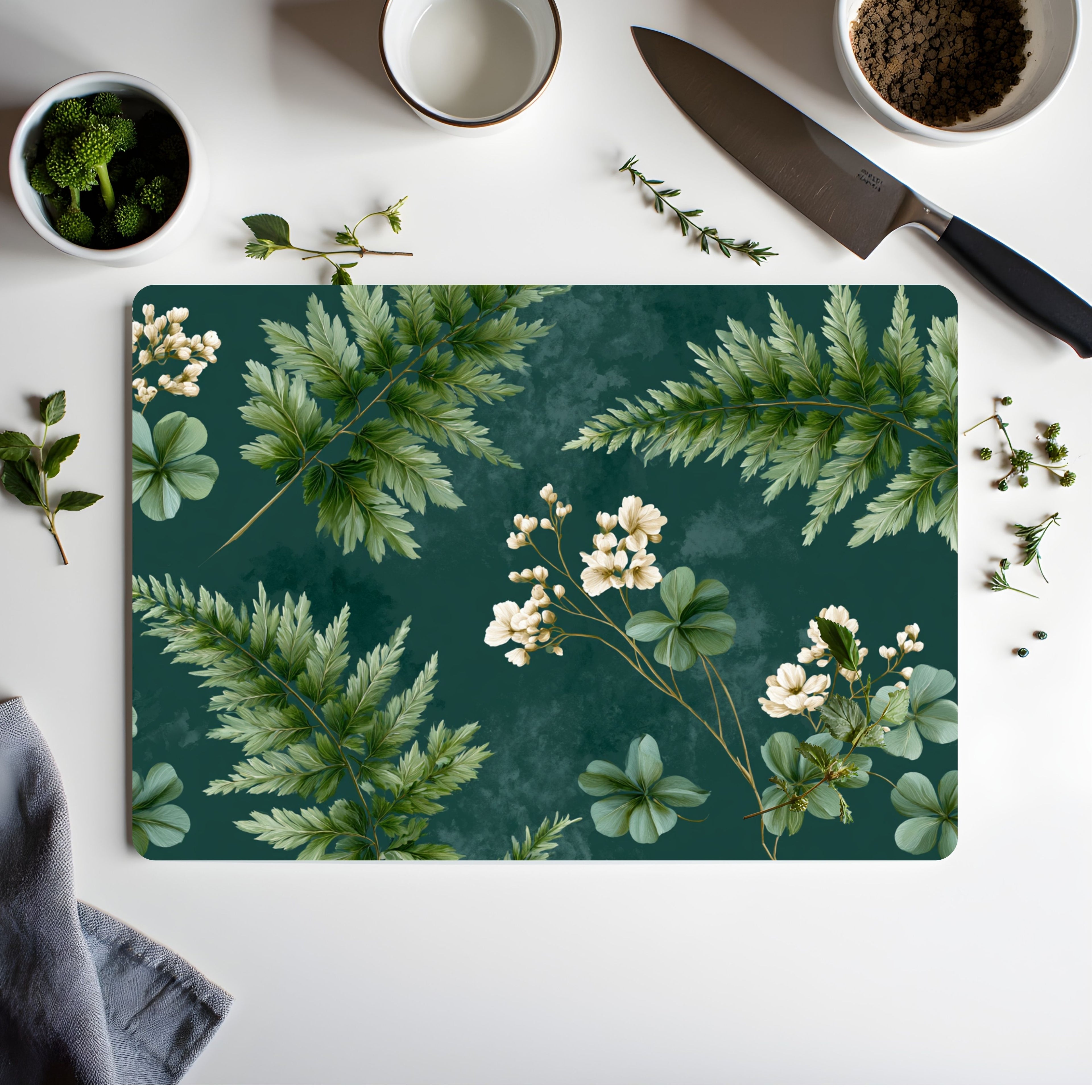 Blooming Garden Glass Cutting Board Personalized for Floral Kitchen Décor
