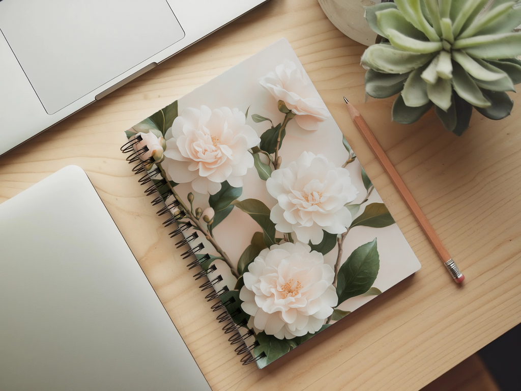 Camellias Spiral Notebook Personalized for Evergreen Bloom Chronicles