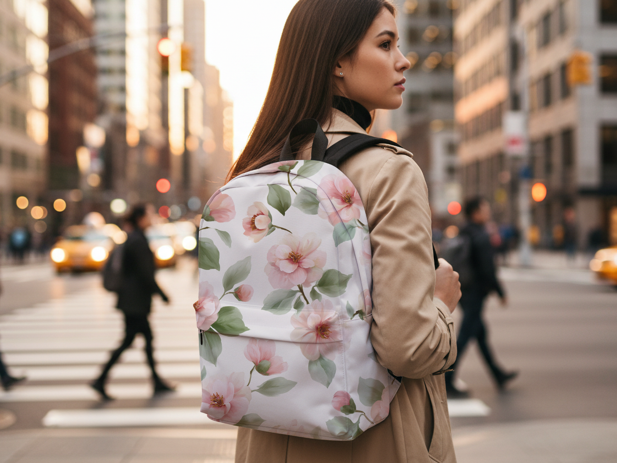 Custom Floral Backpack with Personalized Name