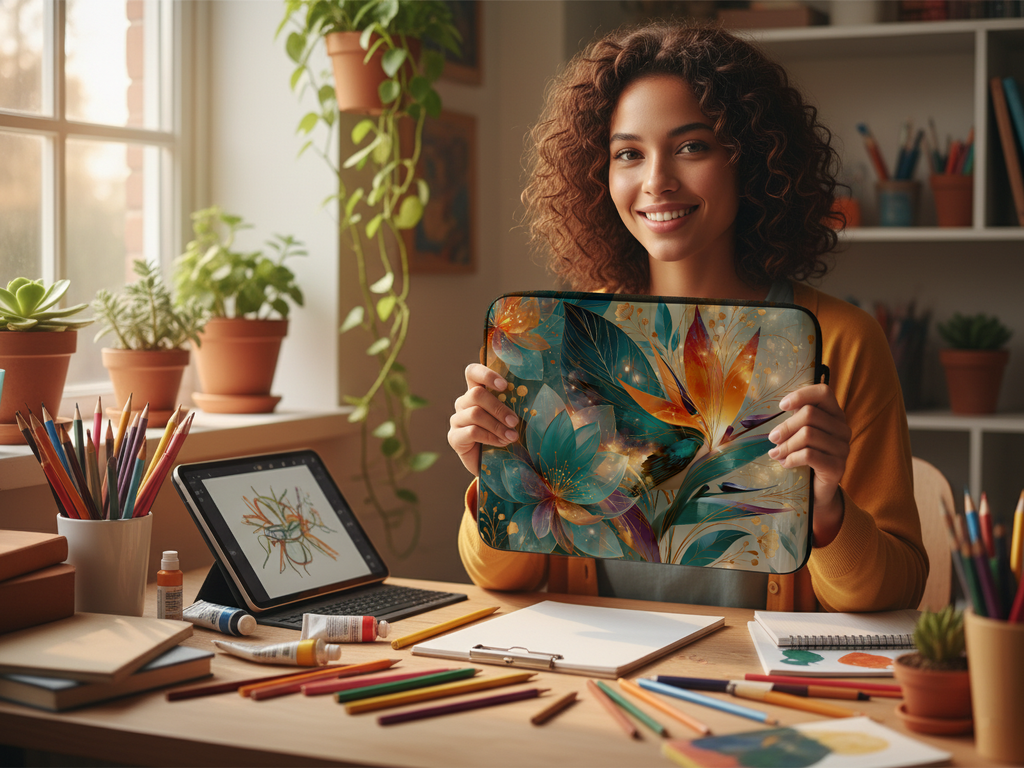 Personalized Floral Laptop Sleeve for Nature Lovers Custom Botanical Tech Case