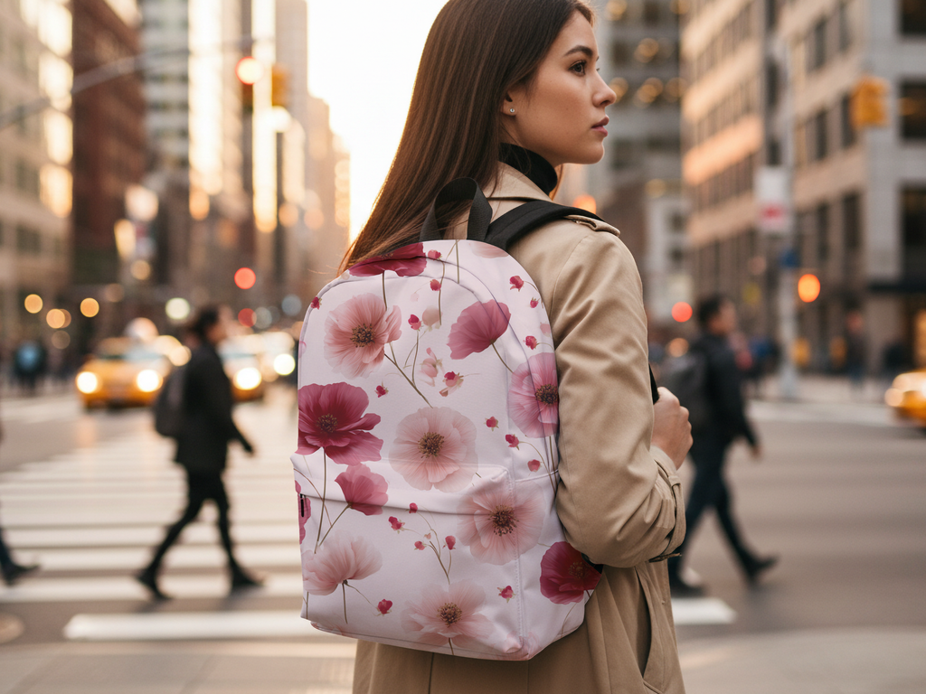 Personalized Botanical Floral Backpack with Custom Name