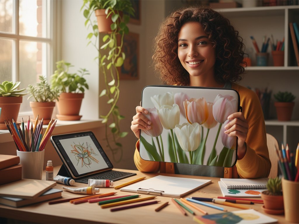 Custom Tulip Blossom Laptop Sleeve for Nature Lovers