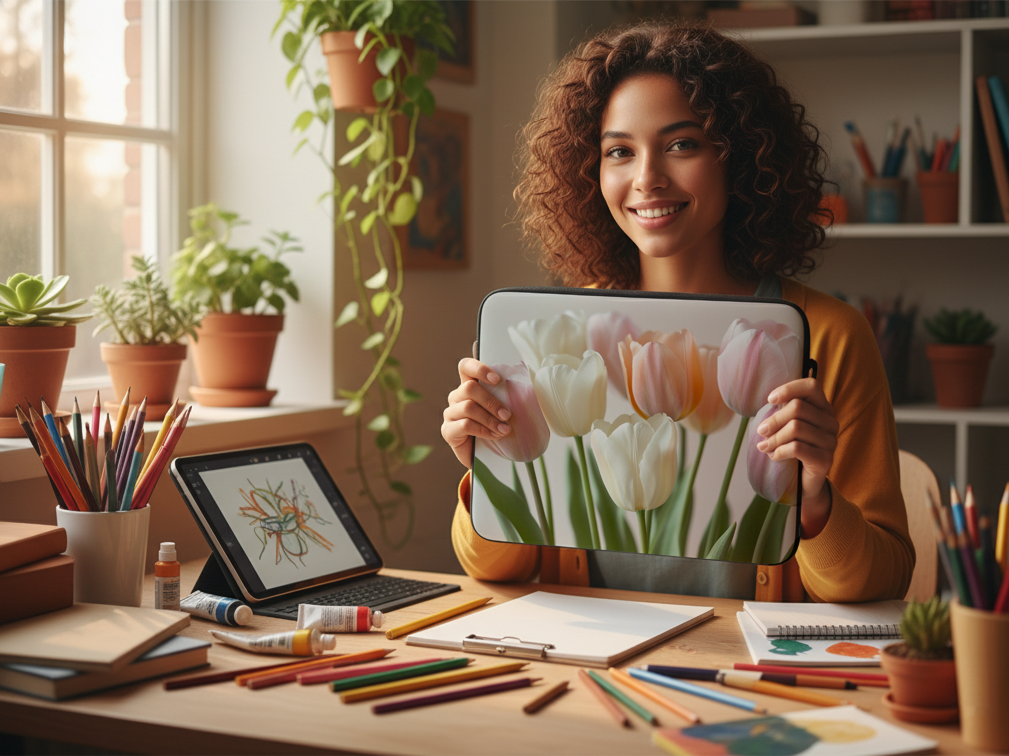 Custom Tulip Blossom Laptop Sleeve for Nature Lovers