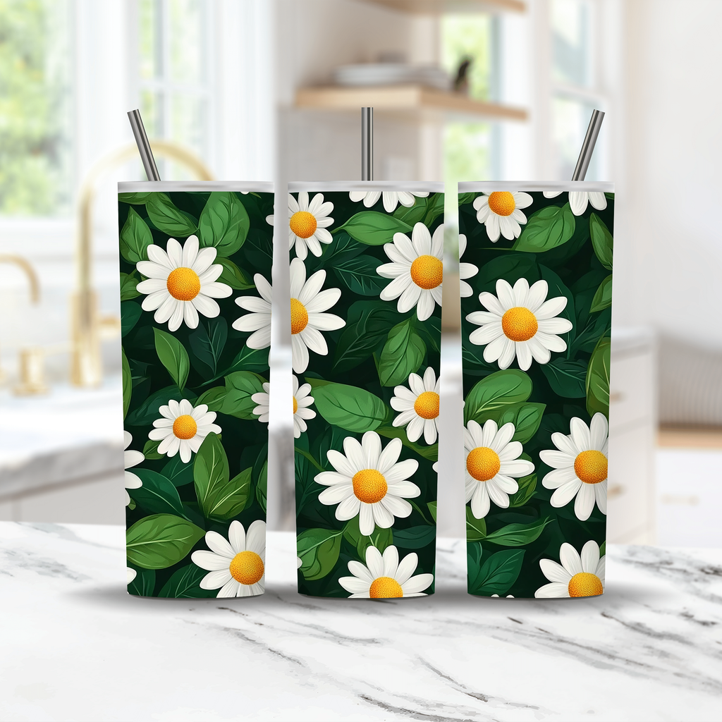 Personalized Floral Travel Tumbler with Custom Name and Elegant Garden Artwork