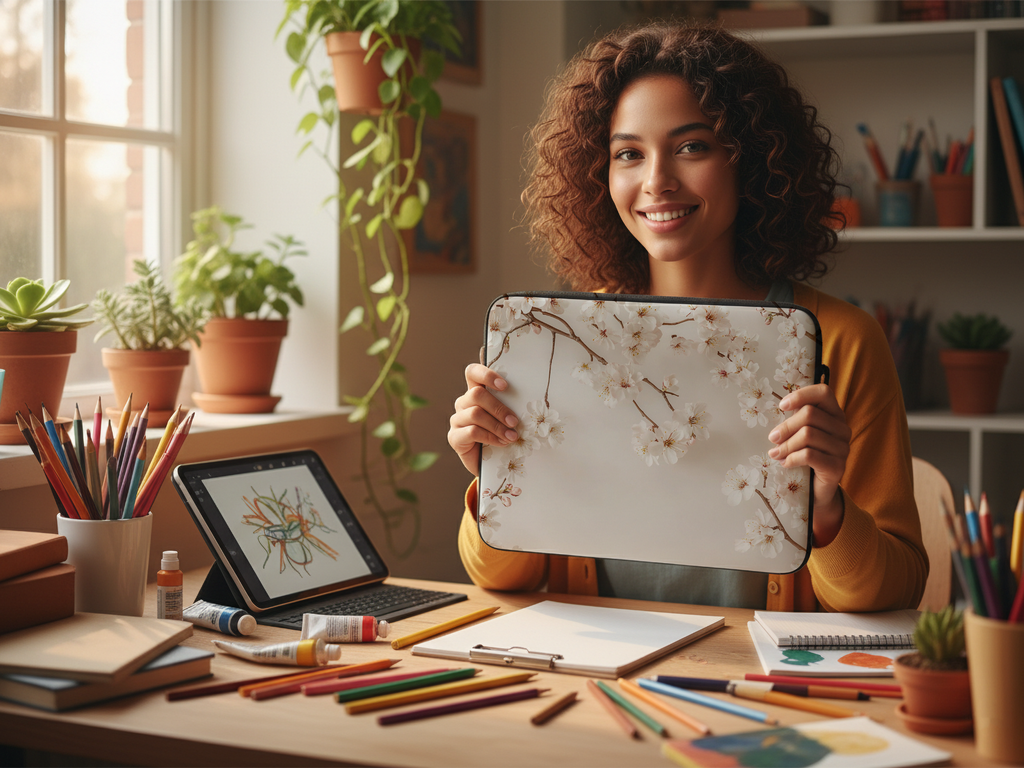 Cherry Blossom Laptop Carrying Case with Custom Name