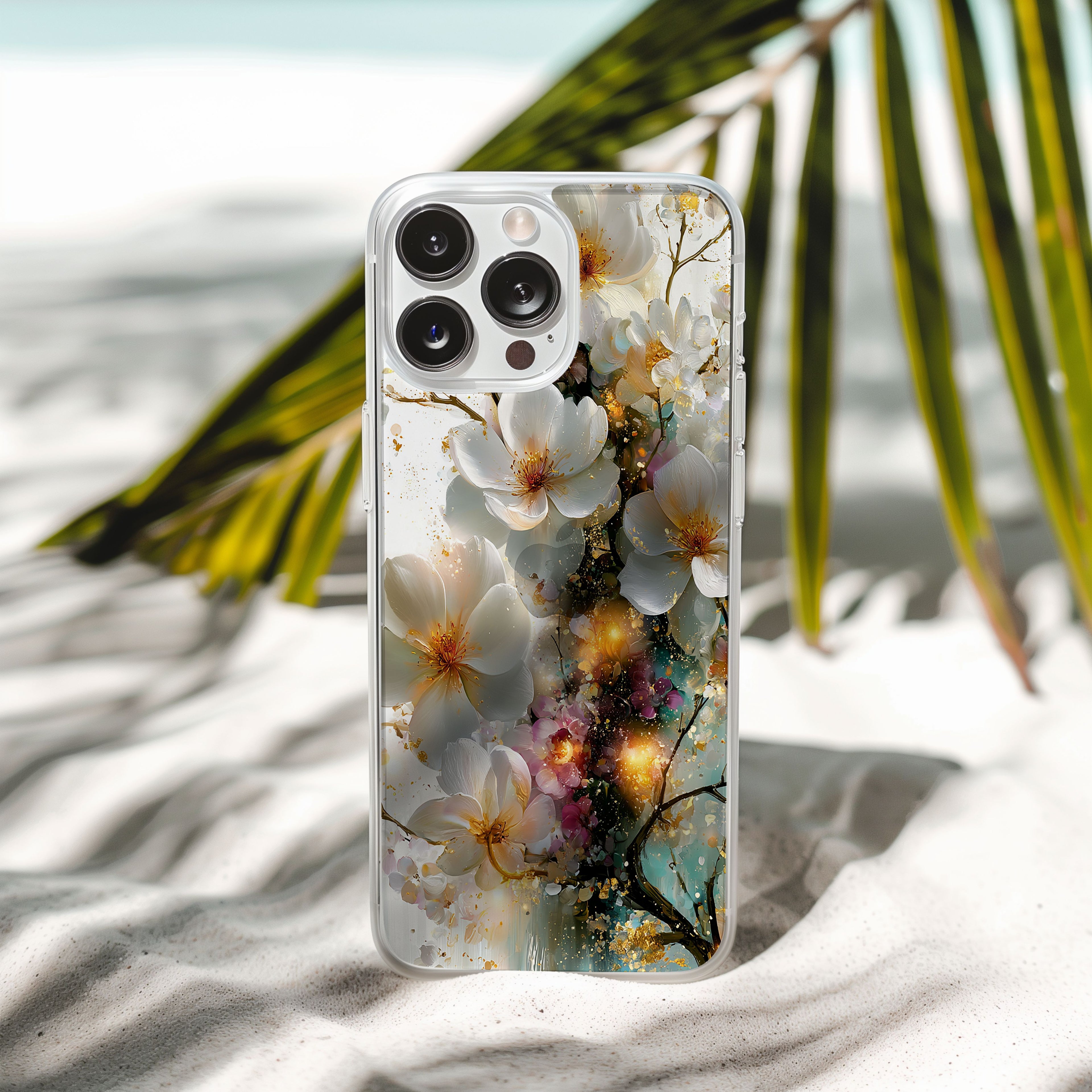Personalized White Floral iPhone Case with Custom Name