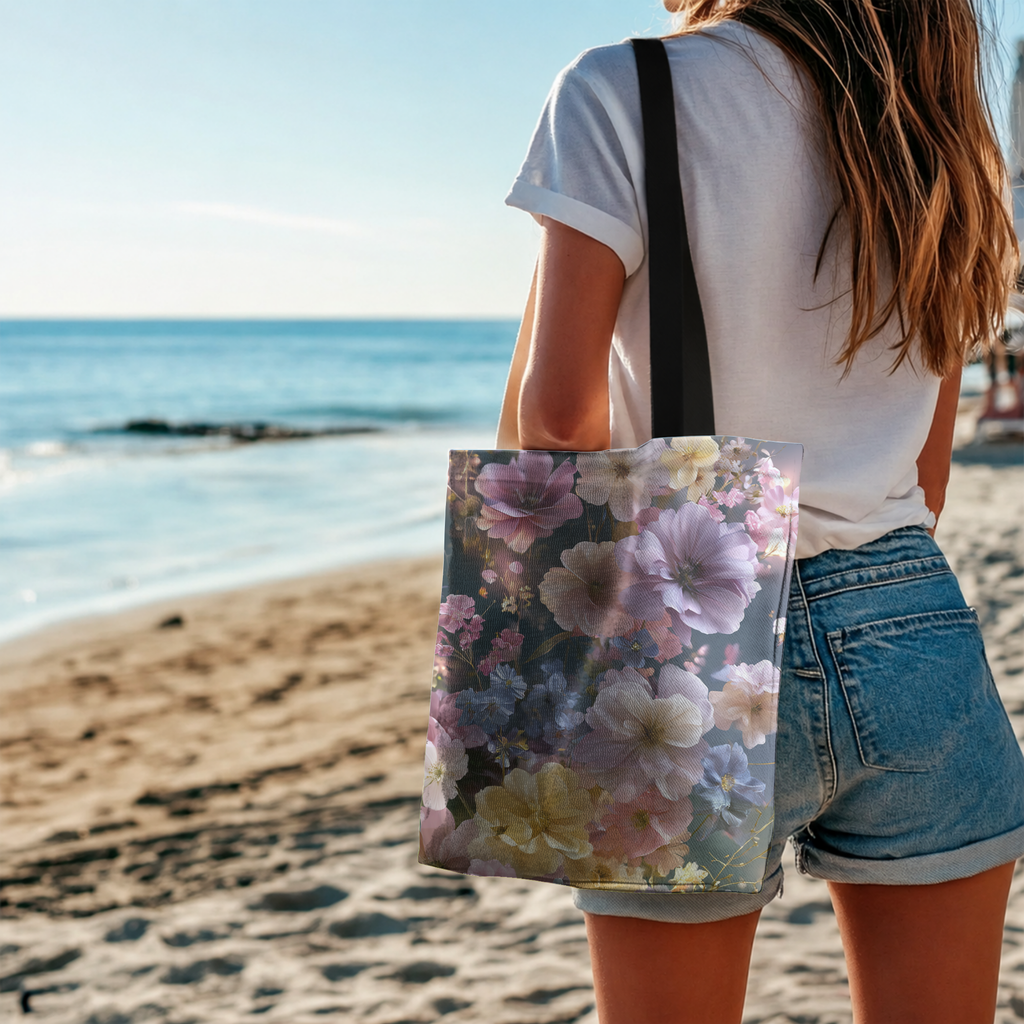Custom Floral Shopping Tote Bag with Personalized Name for Market & Daily Use