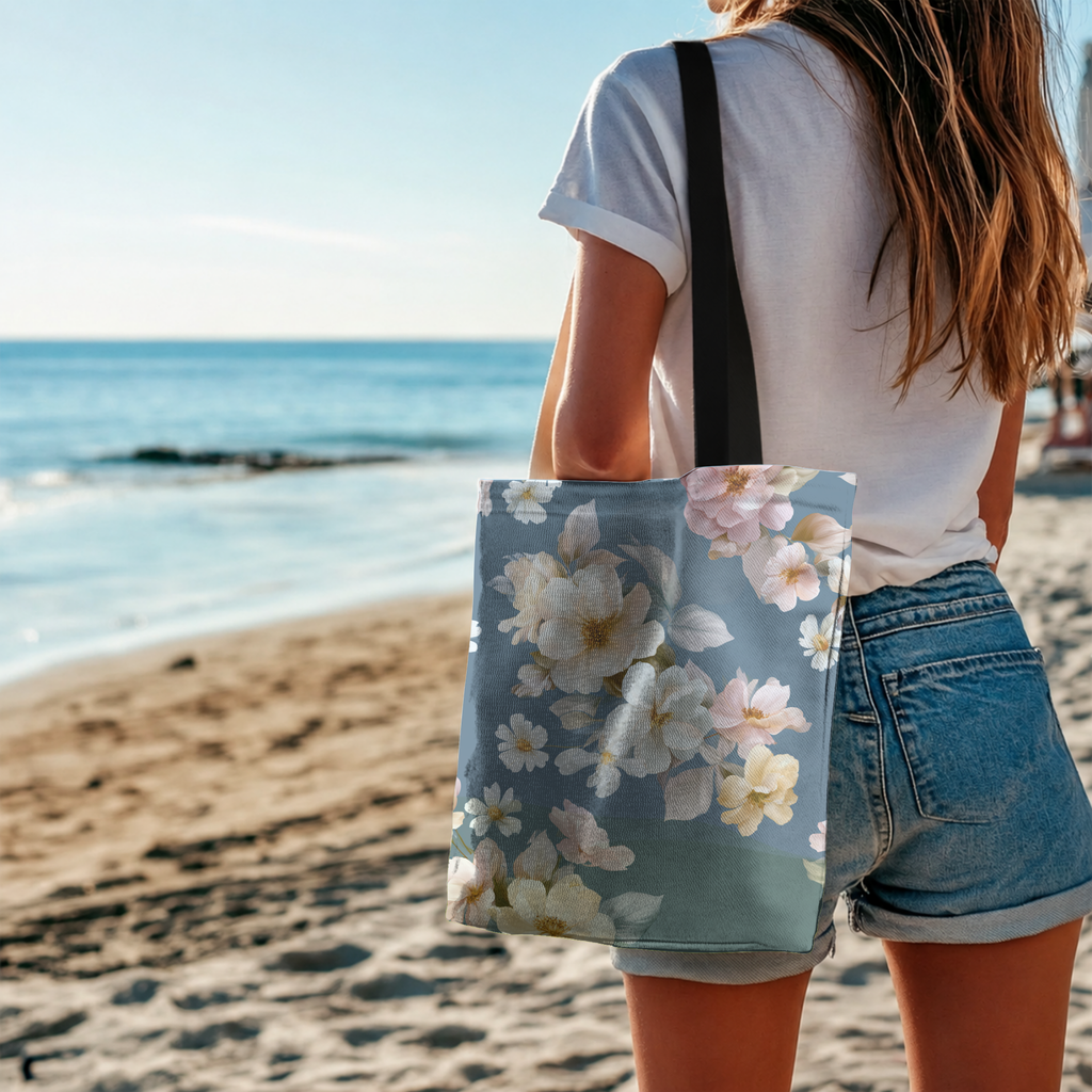 Personalized Botanical Everyday Tote Bag with Custom Name for Shopping & Travel