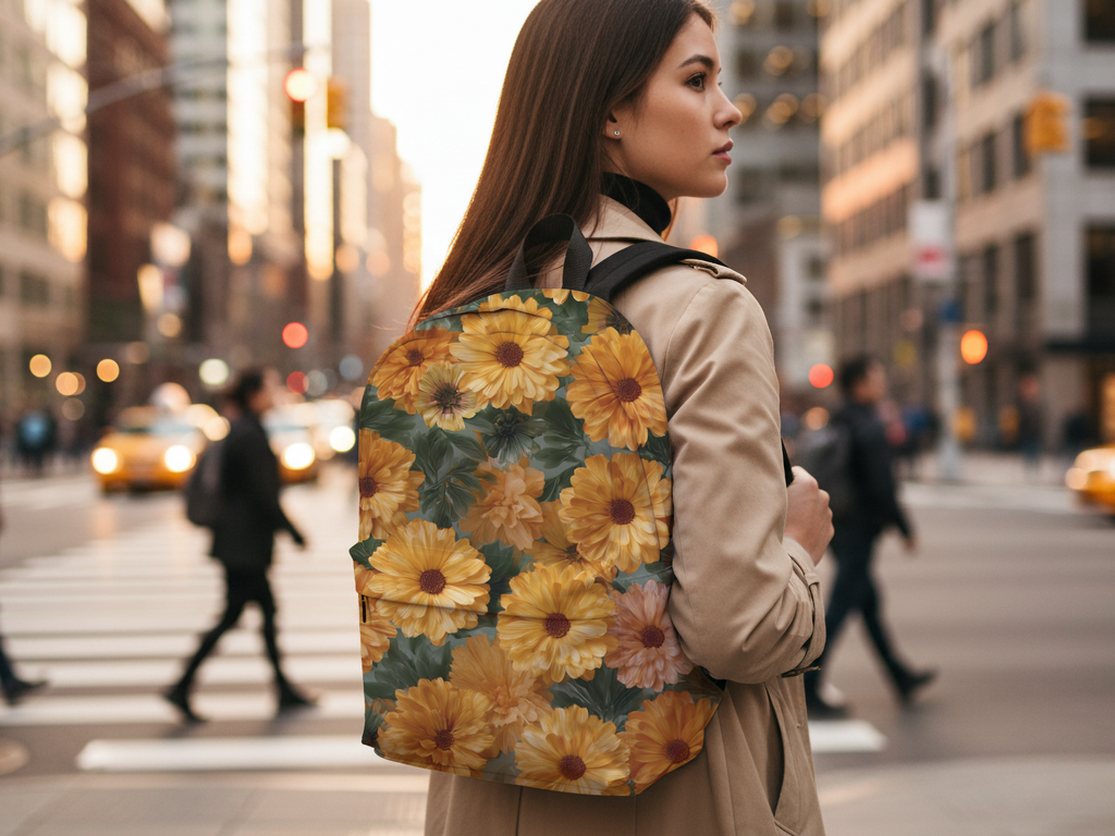 Personalized Floral Daypack with Custom Name for School & Travel
