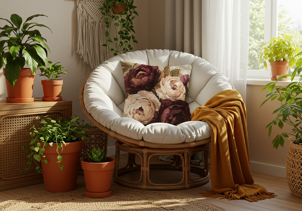 Personalized Romantic Rose Decorative Pillow with Custom Name