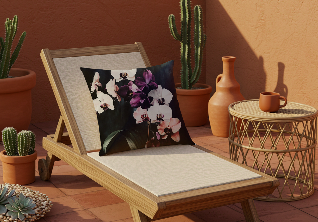 Personalized Orchid Harmony Pillow with Custom Name