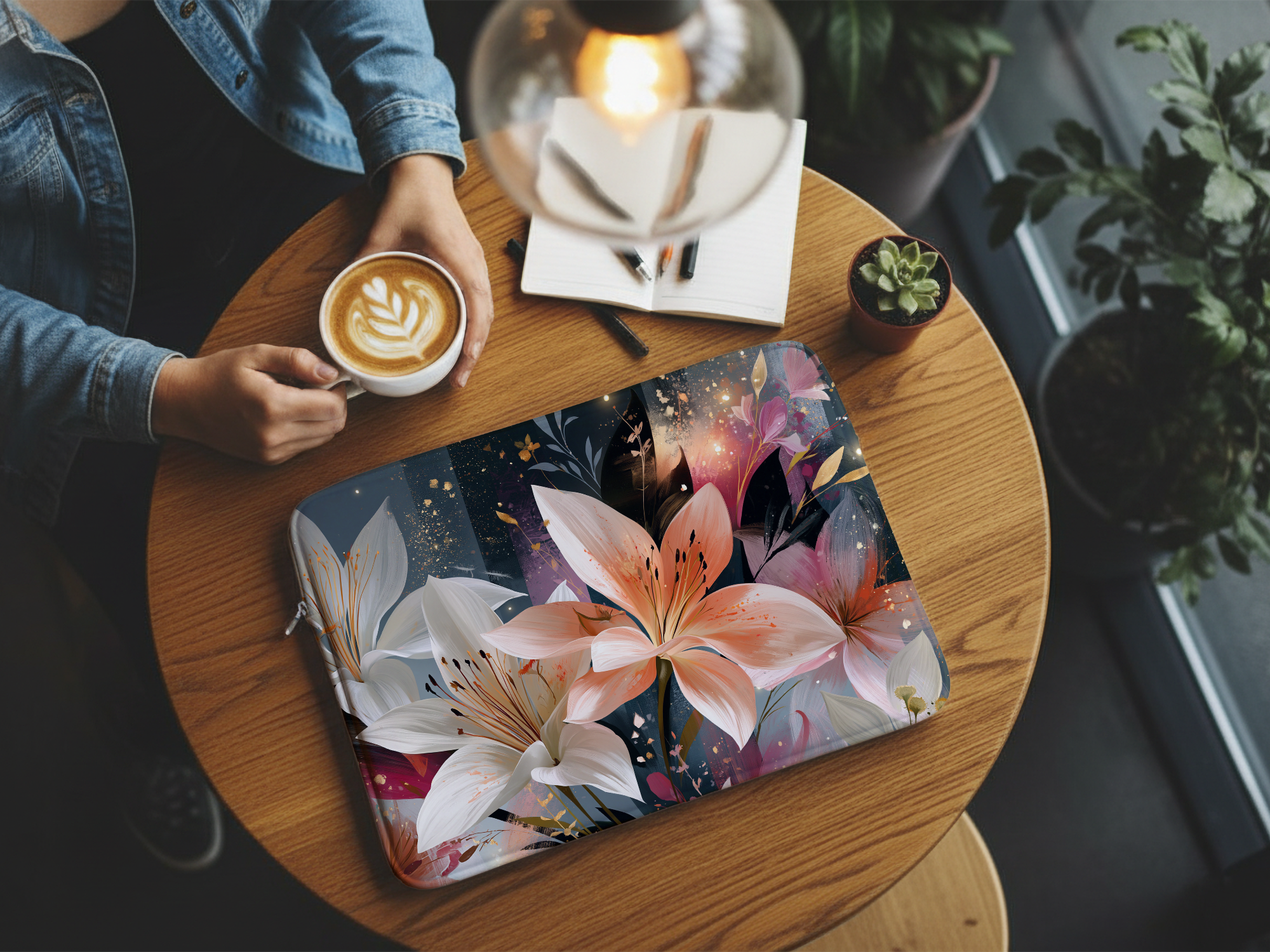 Lily Blossom Laptop Sleeve Personalized for Graceful Botanical Style