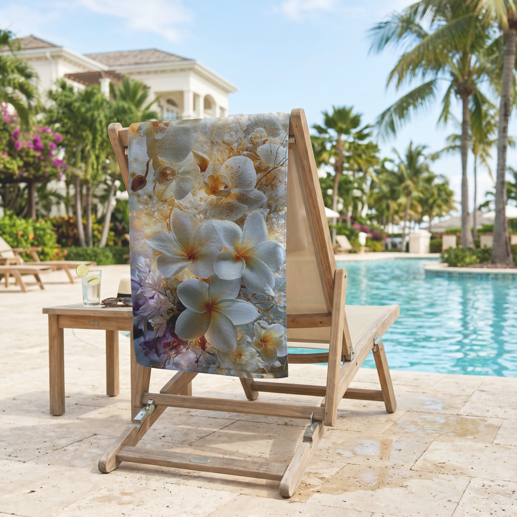 Floral Beach Towel with Personalized Custom Name