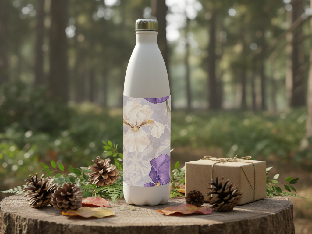 Personalized Garden Bloom Water Bottle with Custom Name Botanical Design