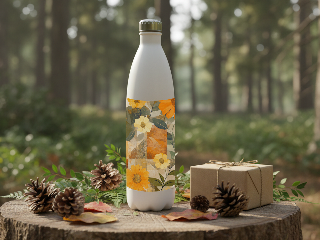 Sunflowers & Daisies Stainless Steel Water Bottle Personalized for Sunshine Meadow Adventures