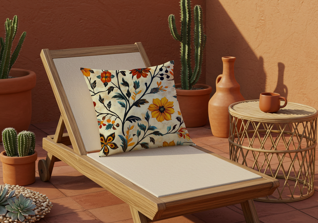 Personalized Vintage Floral Tapestry Pillow with Custom Name