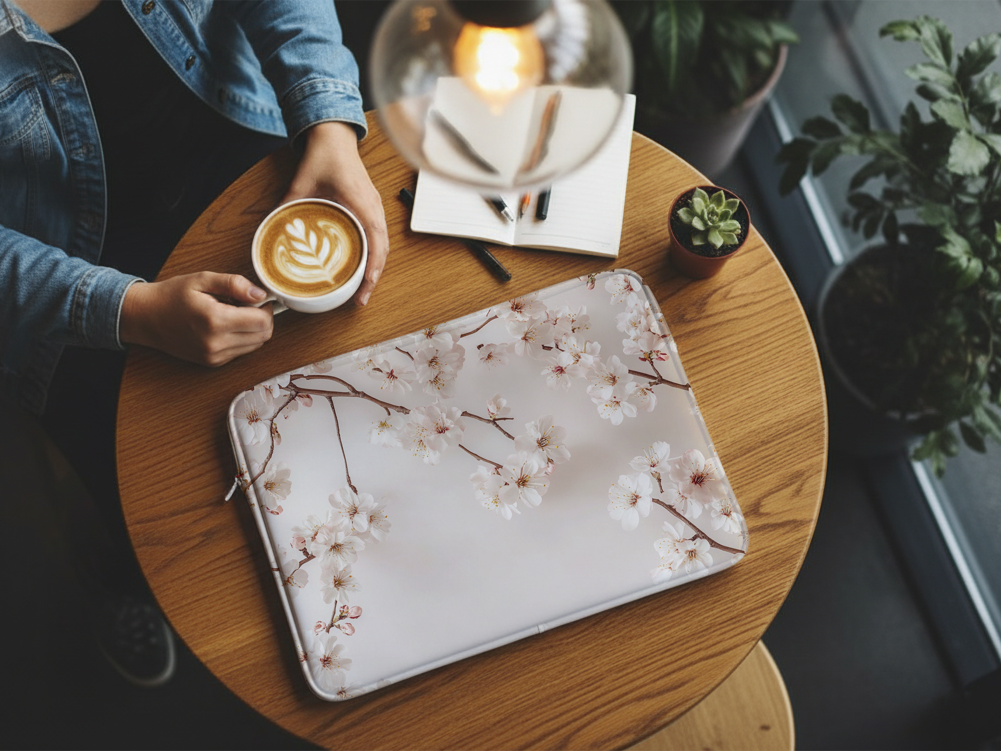 Cherry Blossom Laptop Carrying Case with Custom Name