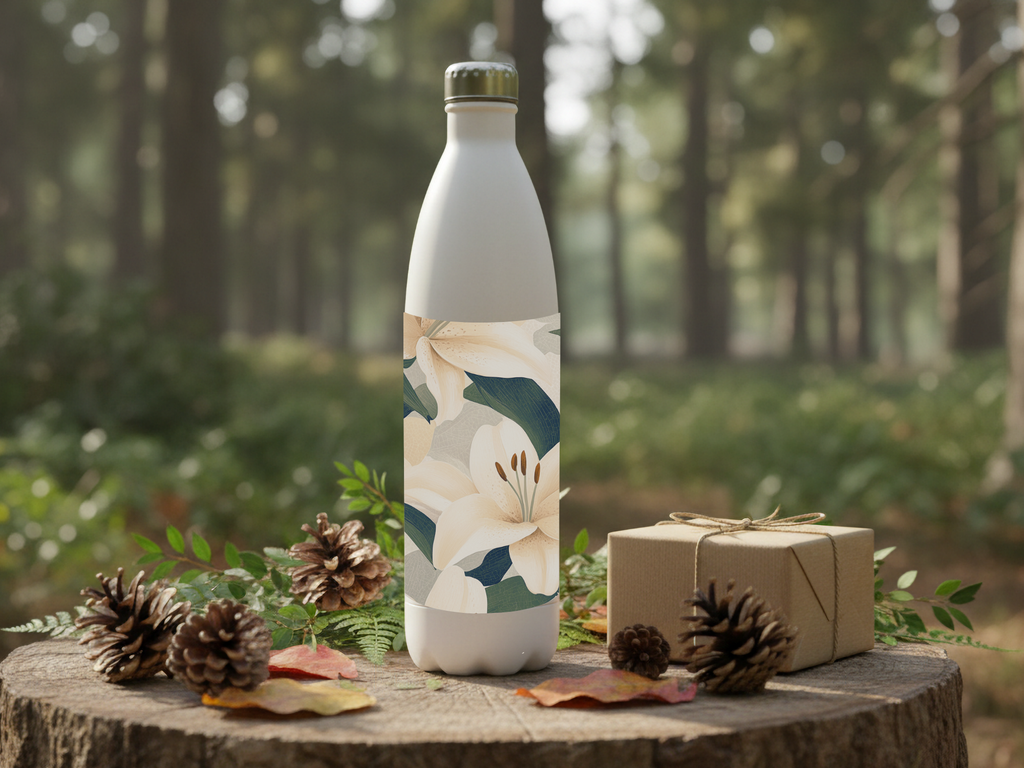 Lily Stainless Steel Water Bottle Personalized for Lakeside Bloom Escapes