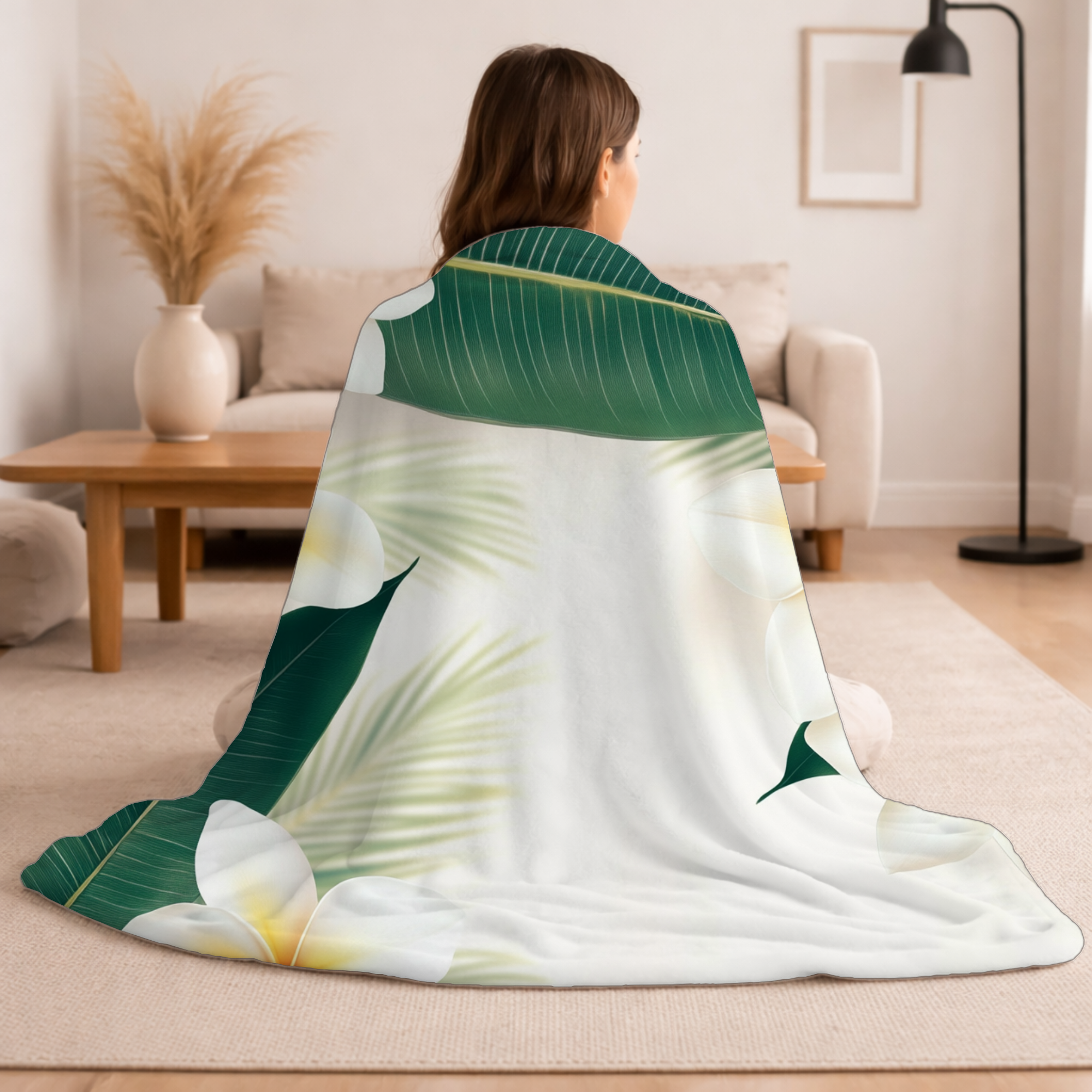 Personalized Floral Escape Sherpa Blanket with Custom Name
