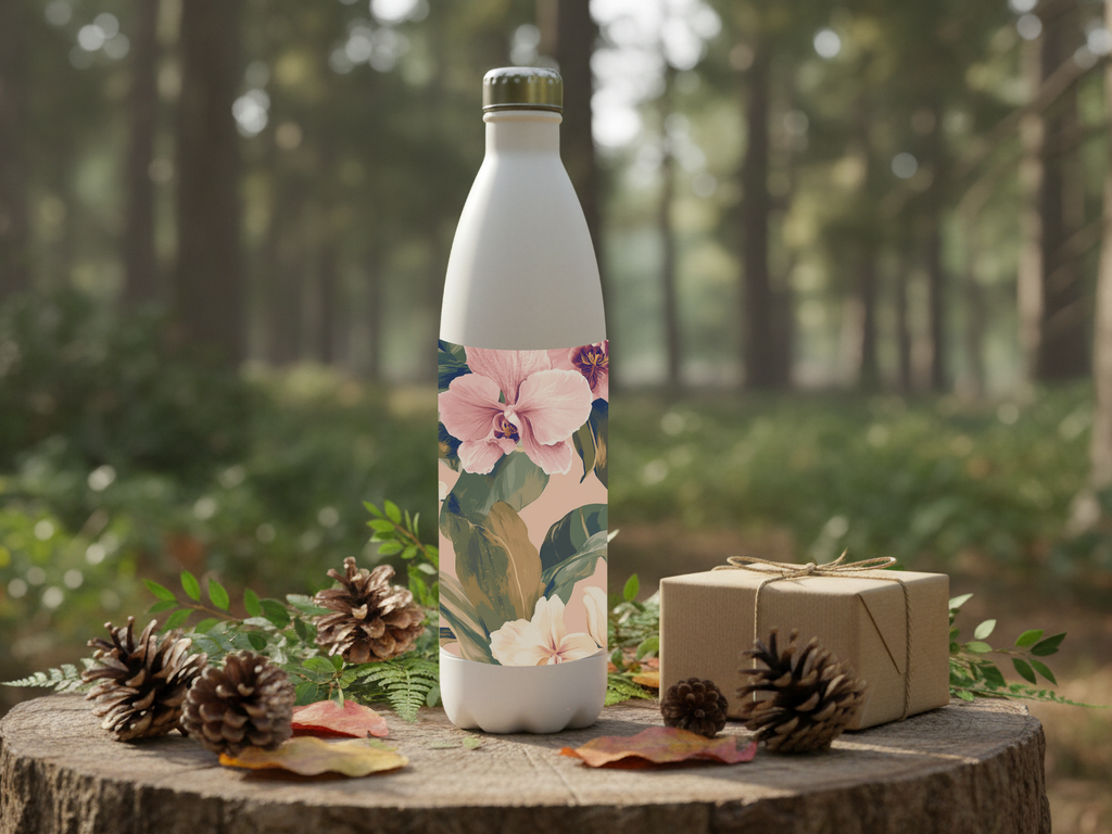 Personalized Floral Stainless Steel Water Bottle for Botanical Trail Refreshment