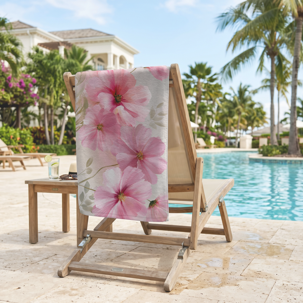 Elegant Floral Beach Towel with Personalized Name