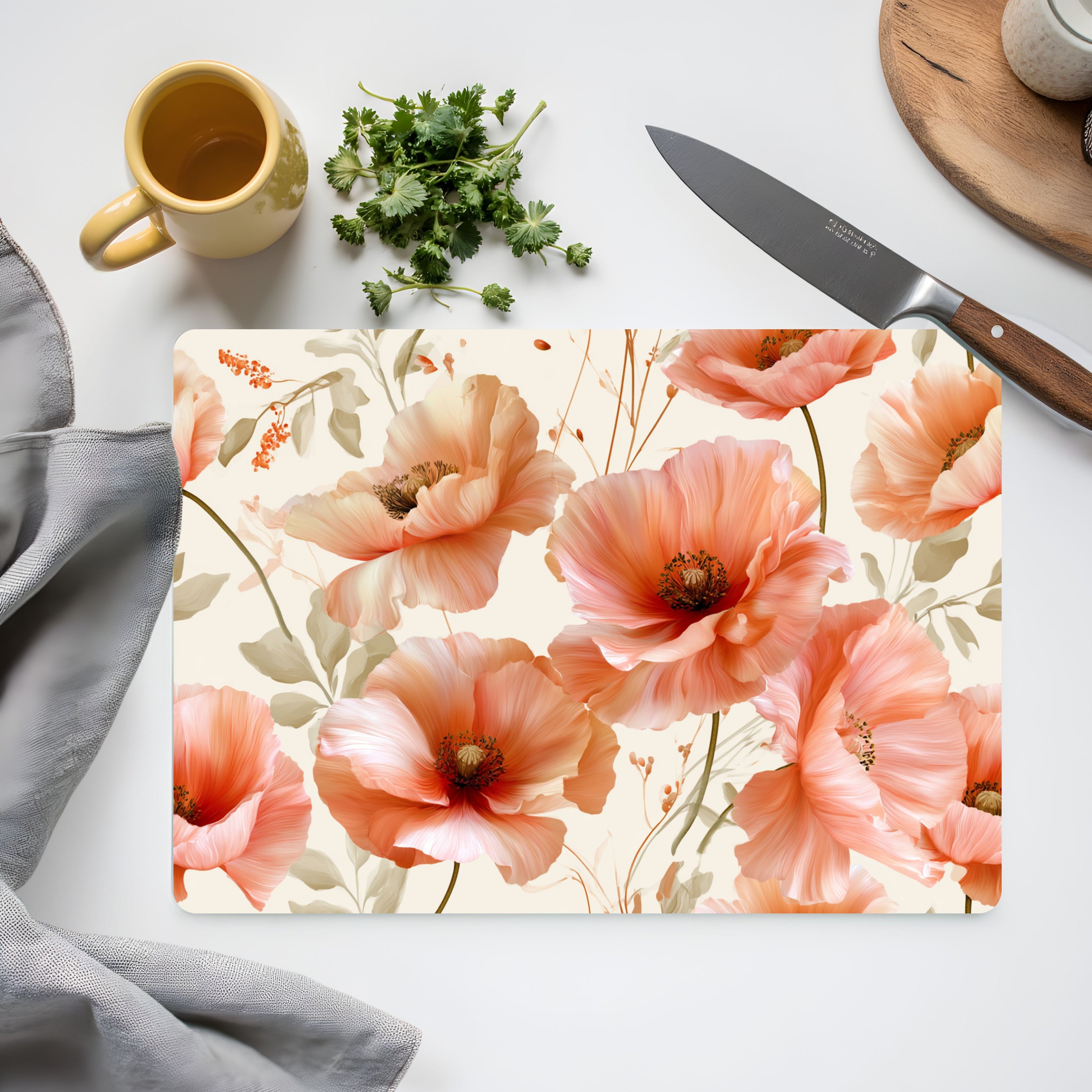 Poppy Blossom Glass Cutting Board Personalized for Vibrant Kitchen Gatherings