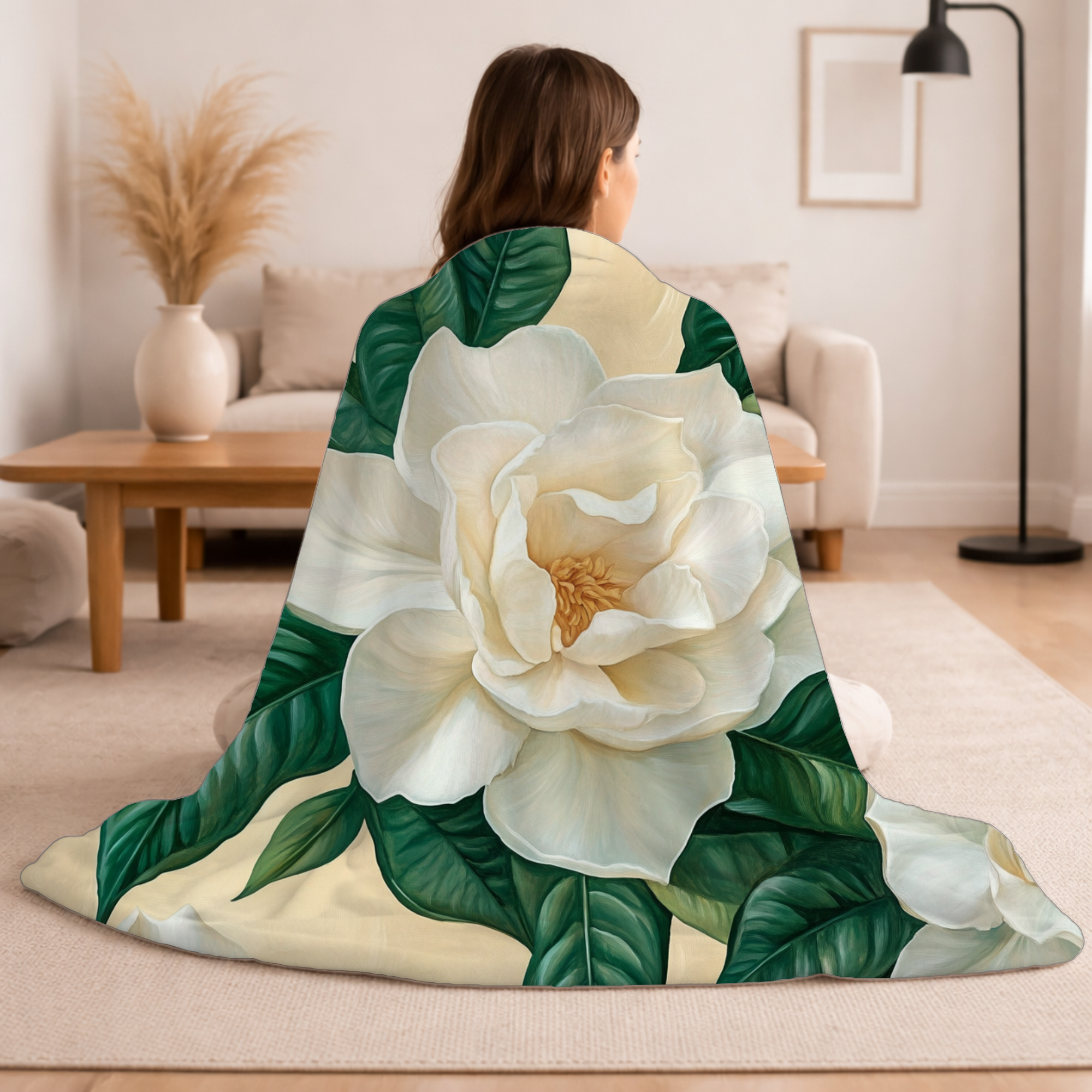 Personalized Magnolia Haven Sherpa Blanket with Custom Name