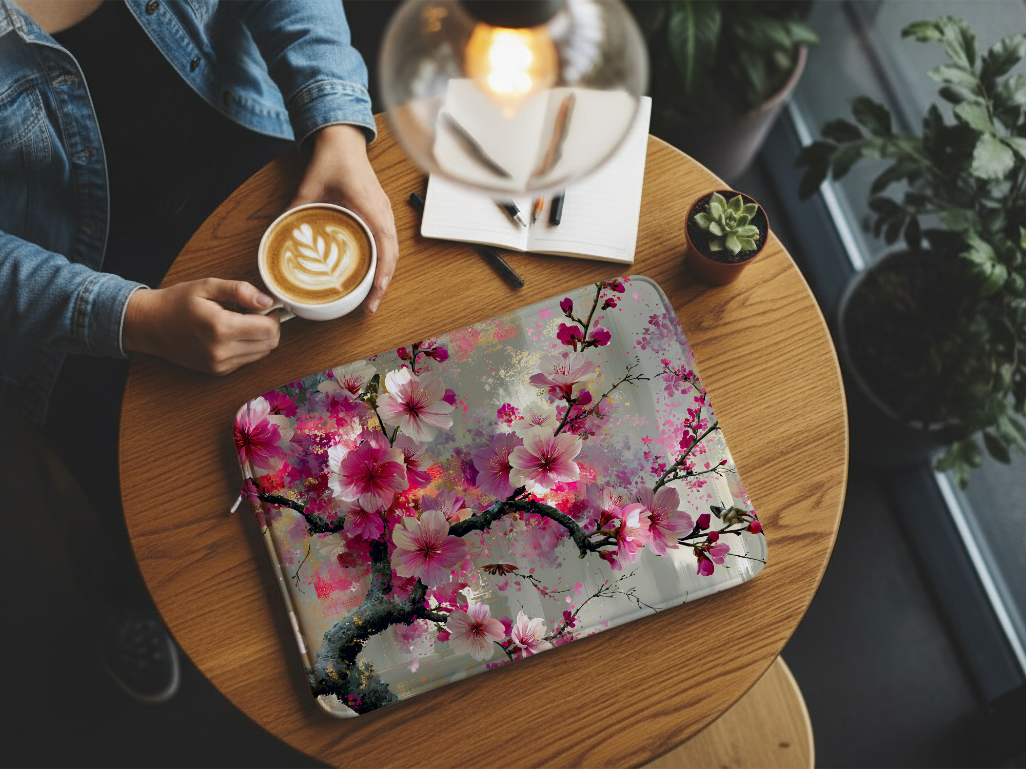 Cherry Blossom Computer Portfolio with Custom Name