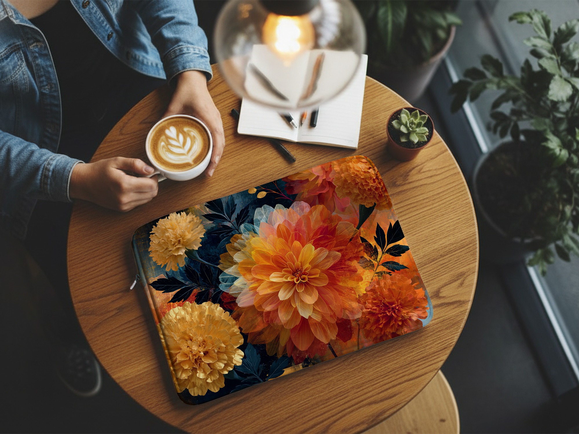 Dahlia Bloom Laptop Case Personalized for Garden Lovers Custom Name Sleeve