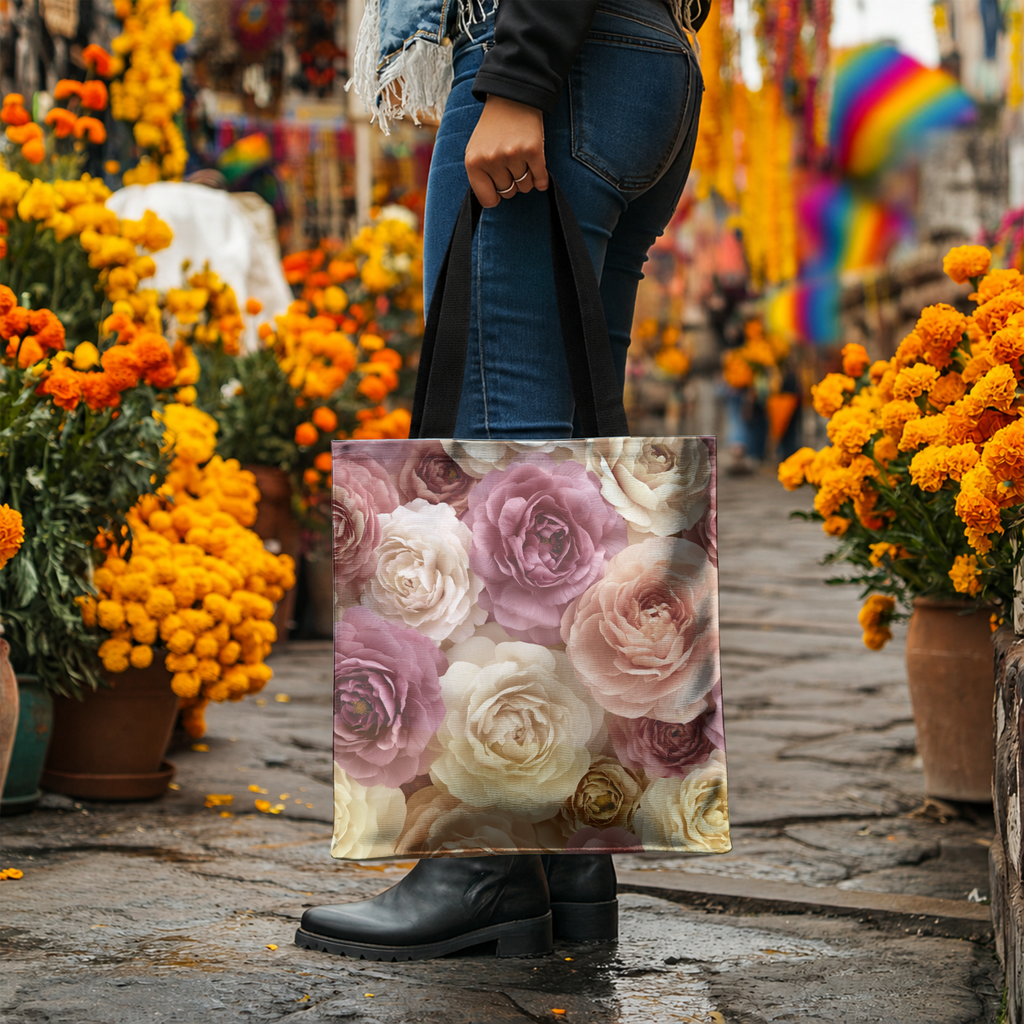 Custom Floral Everyday Tote Bag with Personalized Name for Shopping & Travel