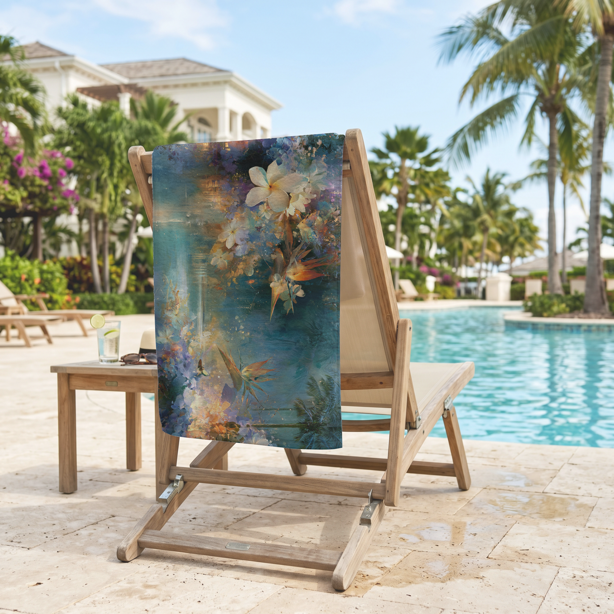 Personalized Floral Bath Towel with Custom Name