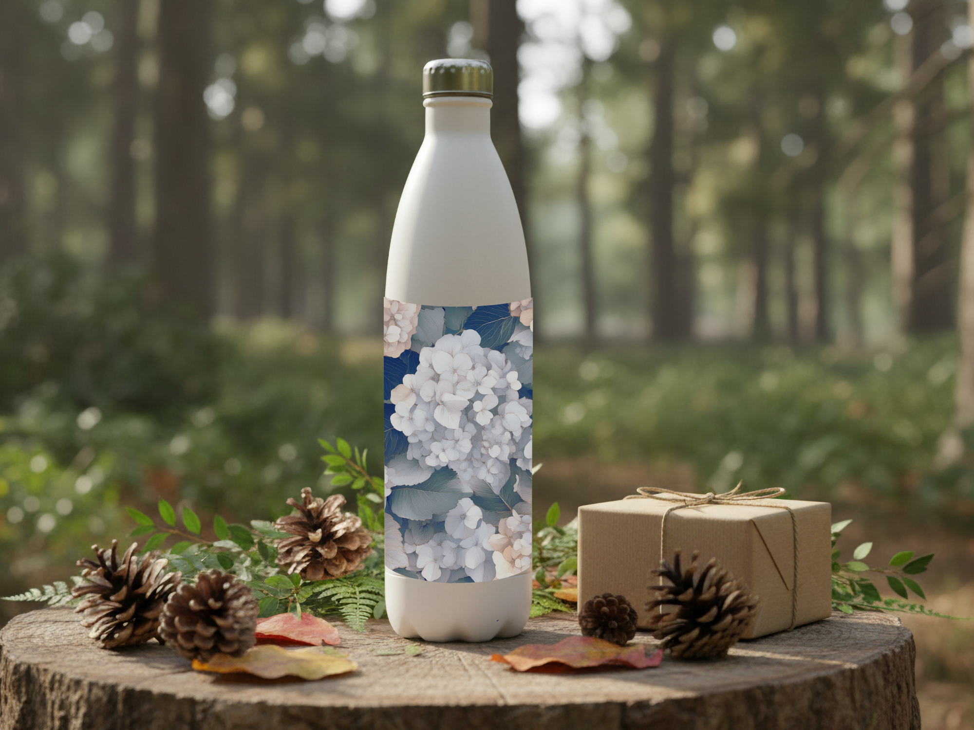 Hydrangea Stainless Steel Water Bottle Personalized for Cottage Garden Hydration