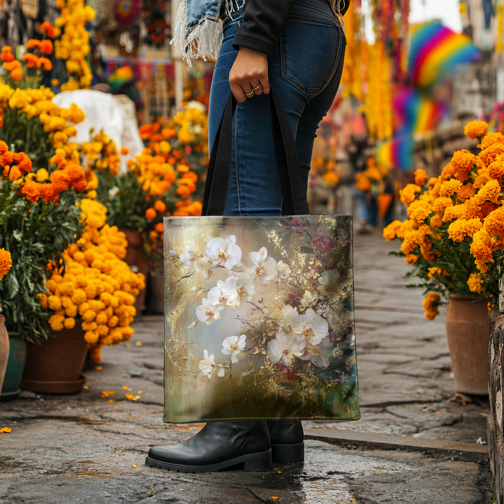 Custom Floral Garden Tote Bag with Personalized Name for Shopping & Everyday Carry