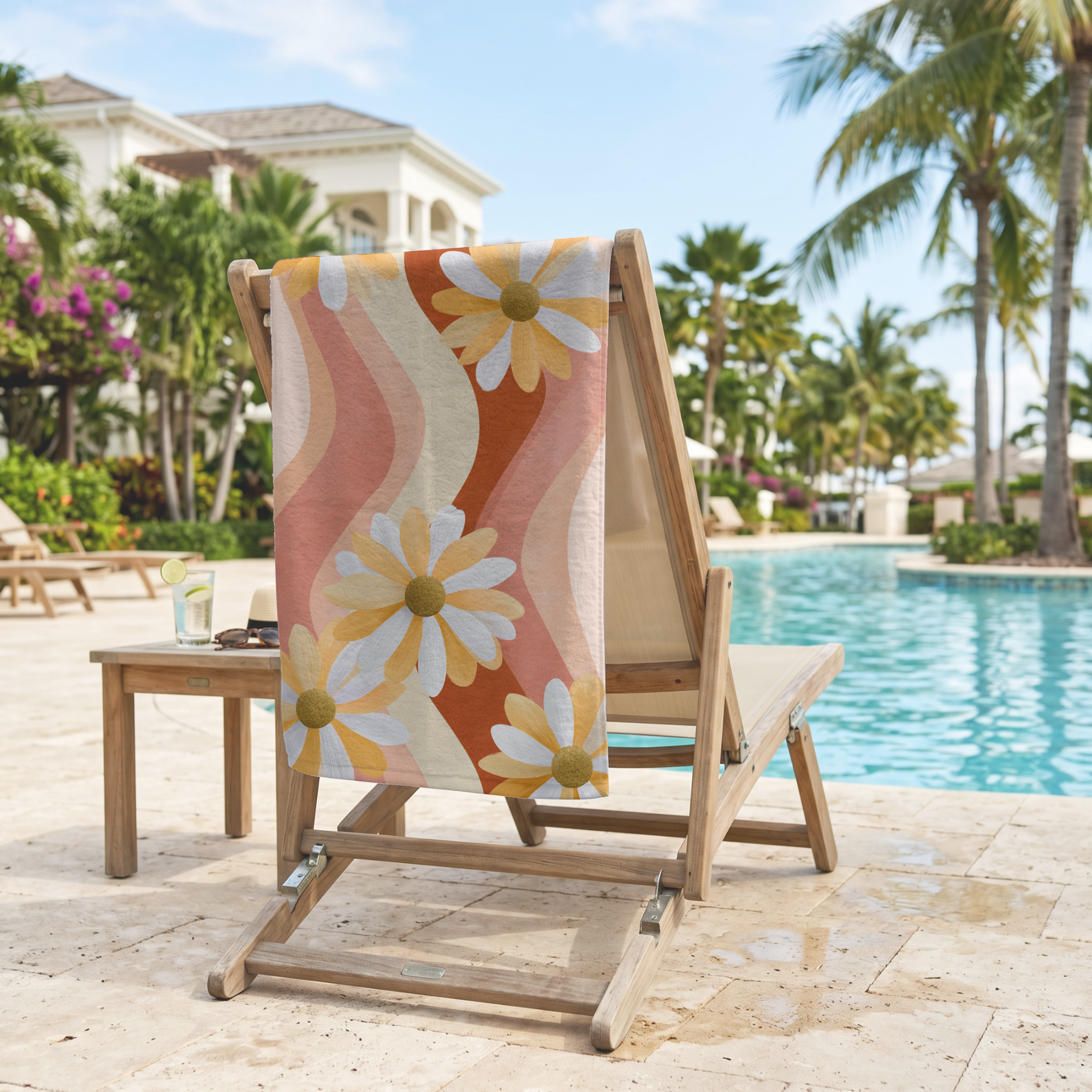 Custom Name Floral Beach Towel | Personalized Botanical Towel