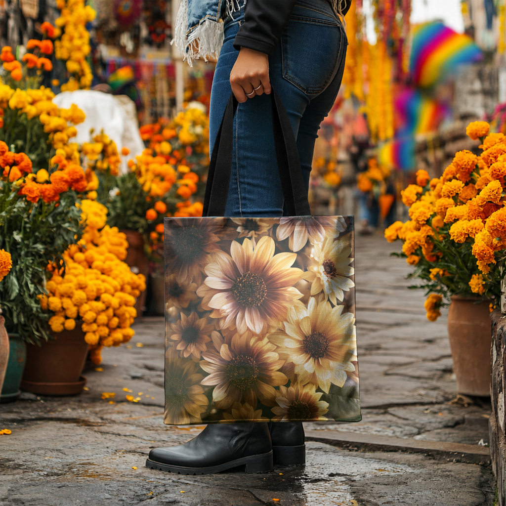 Personalized Flower Market Tote Bag with Custom Name for Shopping & Daily Carry