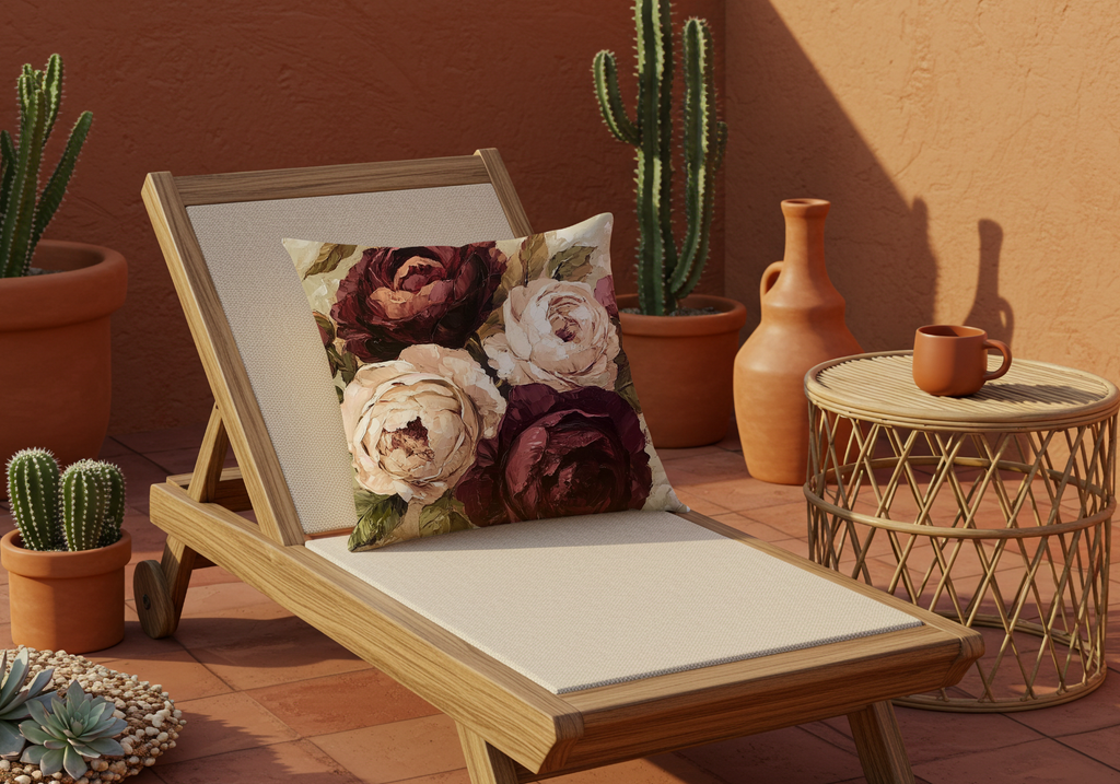 Personalized Romantic Rose Decorative Pillow with Custom Name