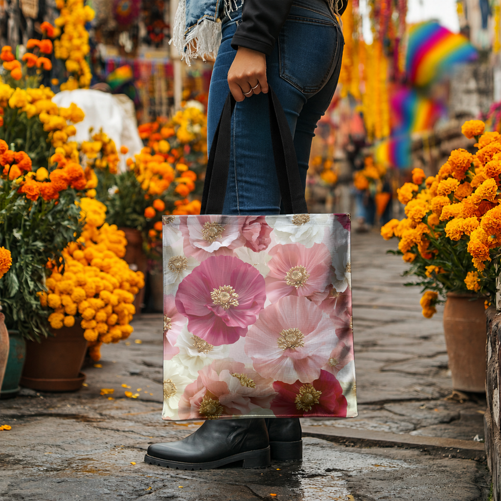 Personalized Bloom Market Tote Bag with Custom Name for Shopping & Travel