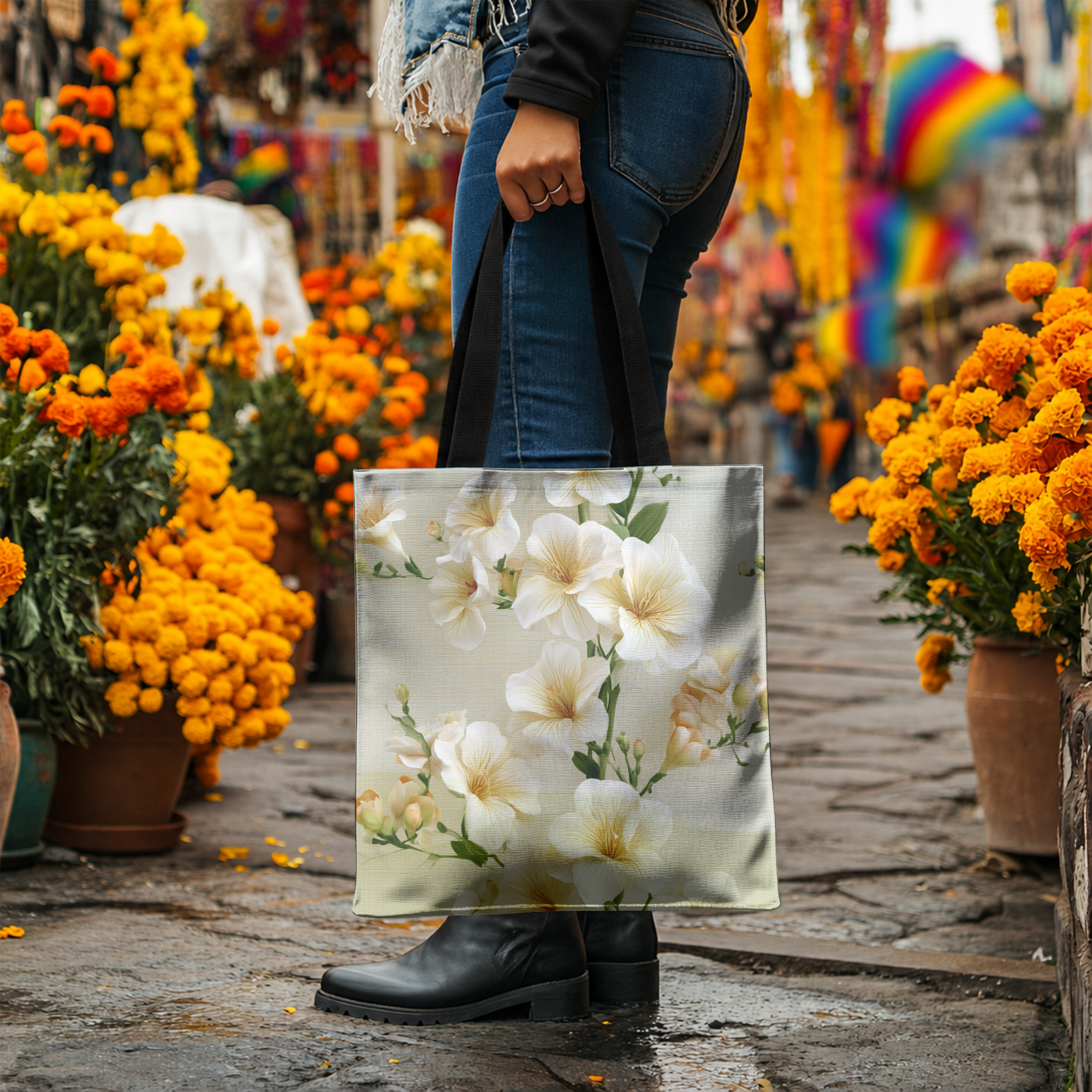 Custom Botanical Everyday Carry Tote with Personalized Name for Shopping & Travel
