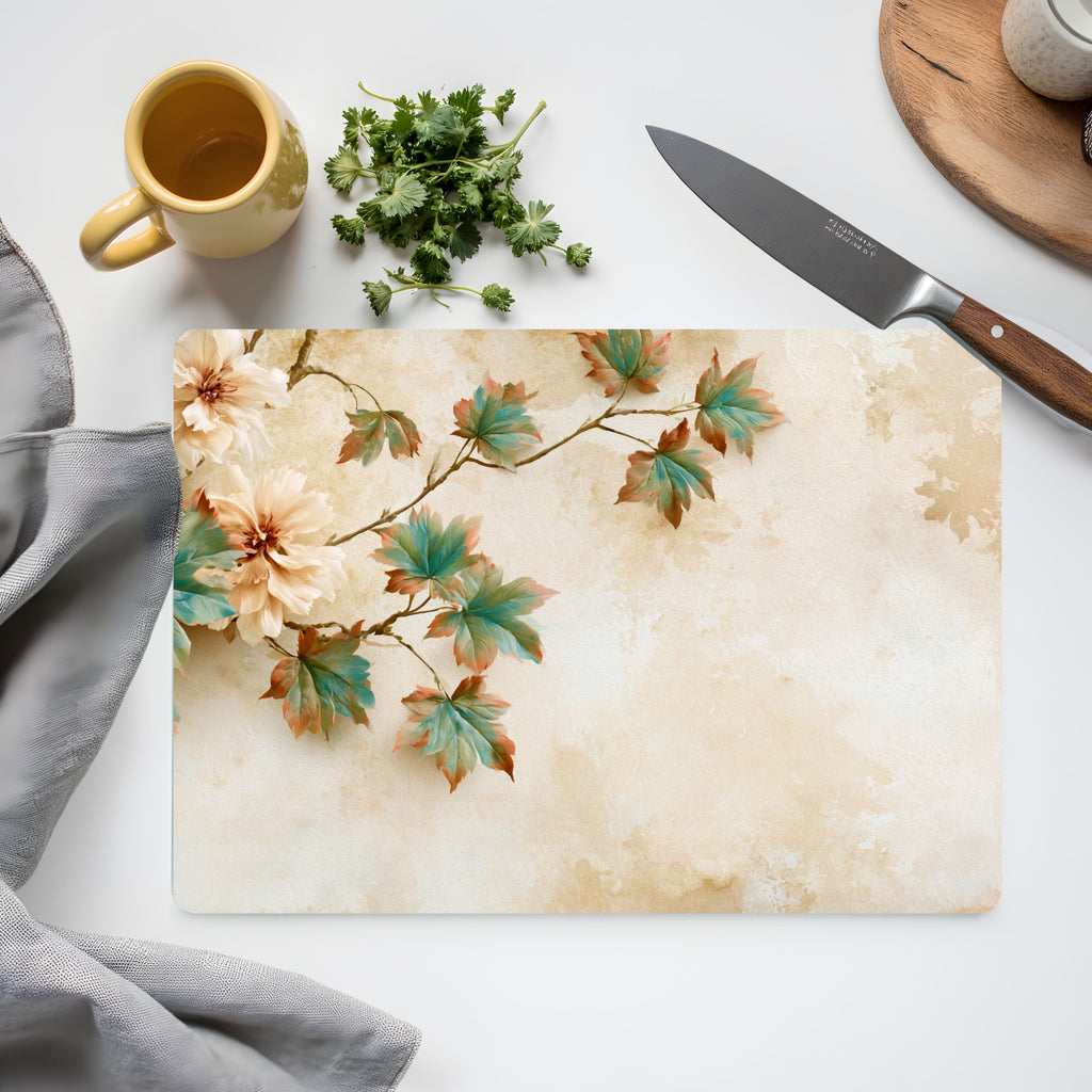 Nature Inspired Glass Cutting Board Personalized for Botanical Home Décor