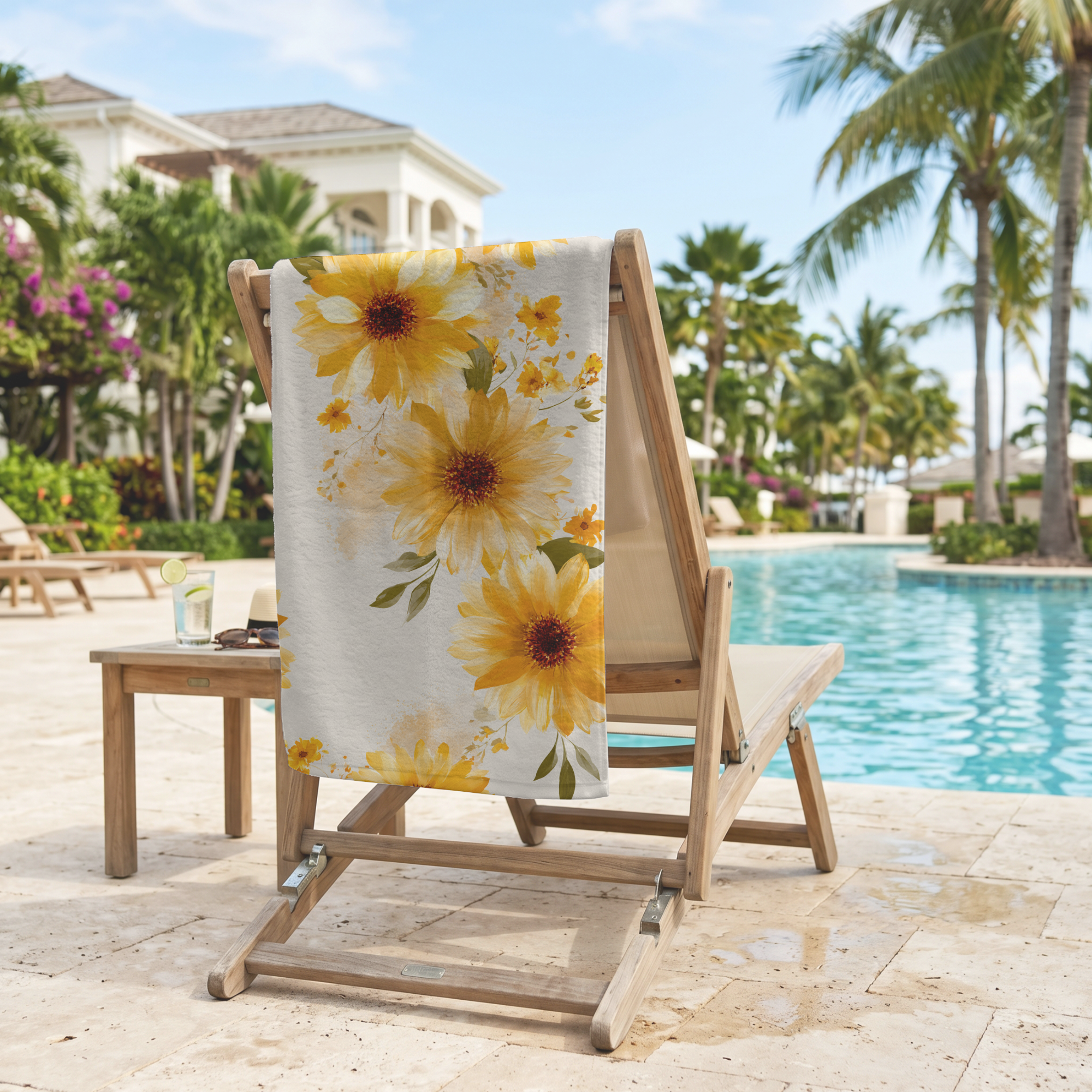 Custom Floral Beach Towel Personalized with Your Name