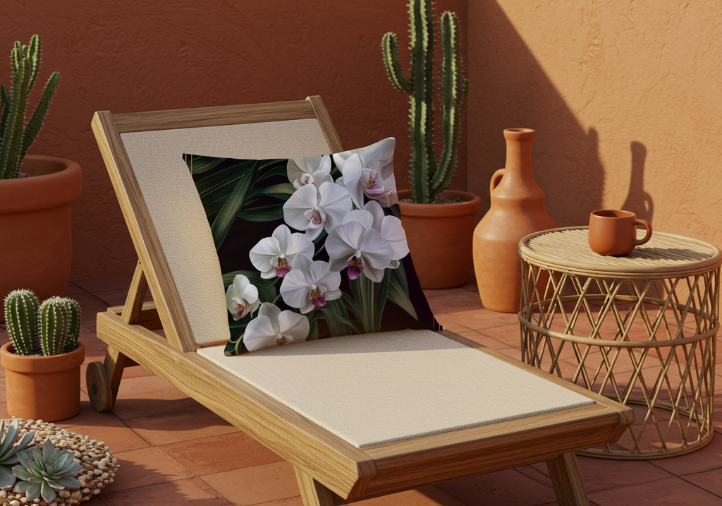 Personalized White Orchid Sanctuary Pillow with Custom Name