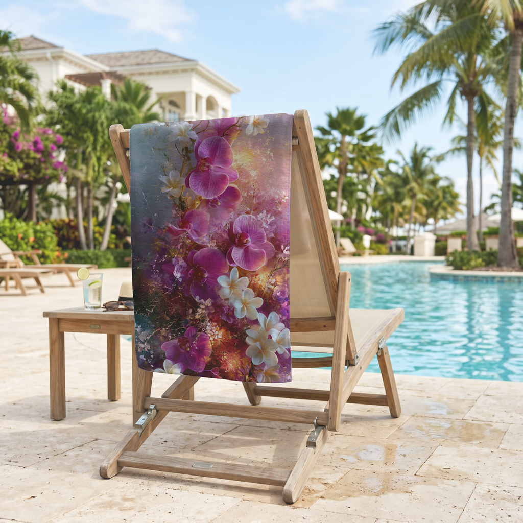 Luxury Floral Beach Towel with Personalized Name