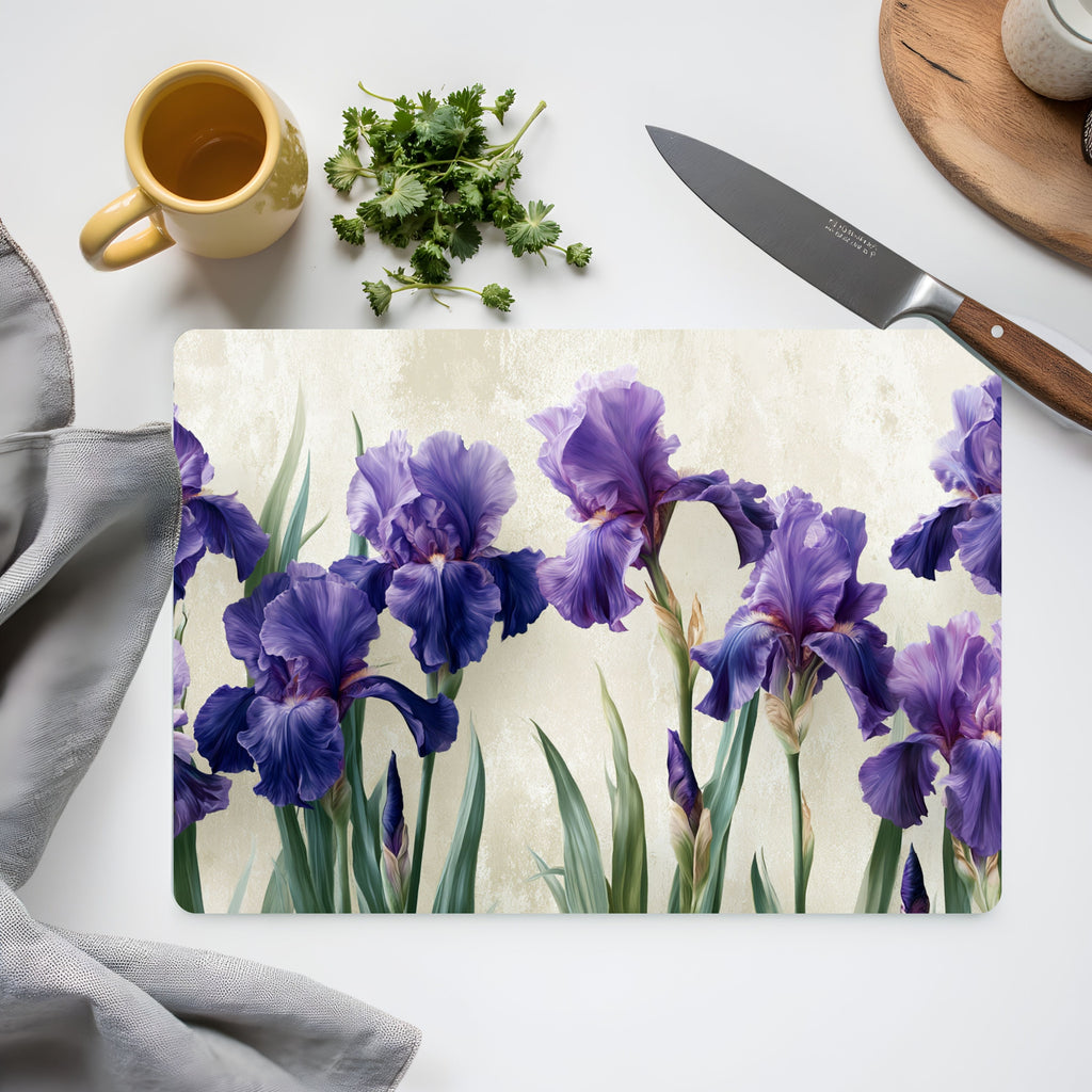 Iris Garden Glass Presentation Board Customized for Elegant Floral Entertaining