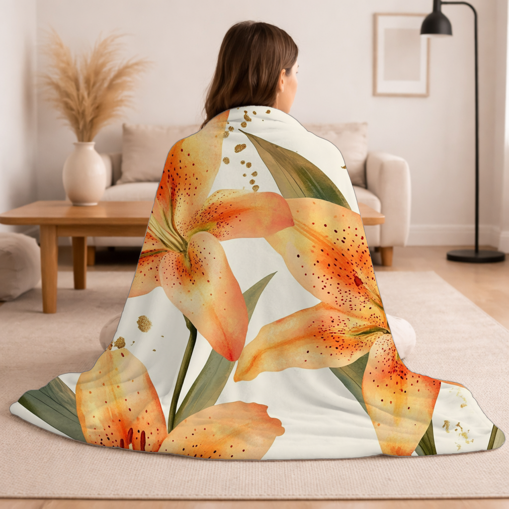 Personalized Wild Lily Haven Sherpa Blanket with Custom Name