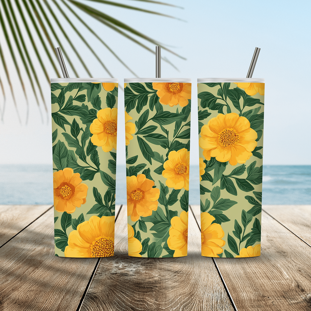 Personalized Cottage Bloom Stainless Steel Tumbler with Custom Name